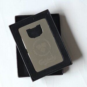 CARLSBERG Beer Bottle Opener BNIB Credit Card Size Opener Silver COPENHAGEN